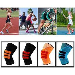 Elbow & Knee Pads 3D Support Protector Brace Silicone Spring Pad Knitted Compression Elastic Sleeve Patella Protectors 2021
