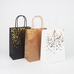 Gift Wrap 12pcs Portable Kraft Paper With Golden Stars Packaging Bag Thanksgiving Wedding Birthday Guests Navidad Christmas Present