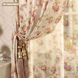 Cretonne Recommended Flower Curtain Living Bedroom Korean Garden marriage room in Small Girl 210712
