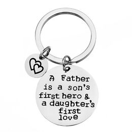 Dad a son's first hero key chain for Father's holiday birthday gift stainless steel keychain Ring