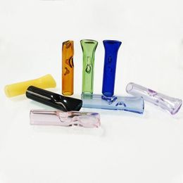 Mini Glass Tobacco Cigarette Filter Tips Smoking Pipe With Flat Round Mouth Holder Cute Pyrex Glass Tube for Rolling Papers wholesale
