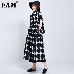 [EAM] High Elastic Waist Black Big Dot Printed Temperament Half-body Skirt Women Fashion Spring Autumn 1U802 210629