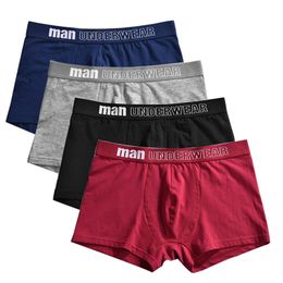 4 pcs/lot Boxer Men Underwear Cotton Man Short Breathable Solid Flexible Shorts Boxer Pure Colour Underpants vetement homme 210730