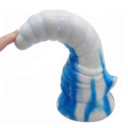 NXY Dildos Anal toys Yocy Female Threaded Artificial Penis Liquid Silicone Horn Anal Plug Masturbation Device Adult Products 0324