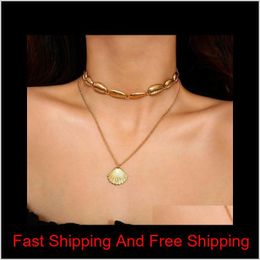 2019 New European And American Cross-Border Jewellery Bohemian Alloy Shell Necklace Female Simple Ethnic Multi-Layer Item Clavicle Chain Mq8Pk
