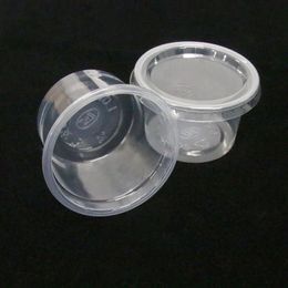 140ML 5OZ Small Plastic Disposable Sauce Cups Take-out Food Jelly Storage Containers Clear Transparent Package Boxes with Lids