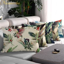 Cushion/Decorative Pillow Nanacoba Decorative Pillows Cover For Bedroom Sleeping Rectangle Linen Throw Pillowcase Forest Plant Print Case 50