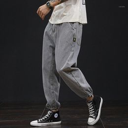 Men's Jeans Fashion Mens Loose Fit Elastic Waistband Oversized Jogger Jean Denim Pants