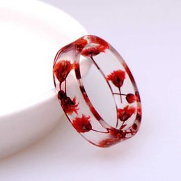 Ring Beautiful Diy Dried Flowers Colourful Resin Clear Classic Plants Inside Engagement Wedding Finger Decor