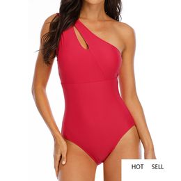 Sexy One Shoulder Swimwear Women One Piece Swimsuits Women Backless Swimsuit Sport Bodysuit Beach Bathing Suit Swim Red Black