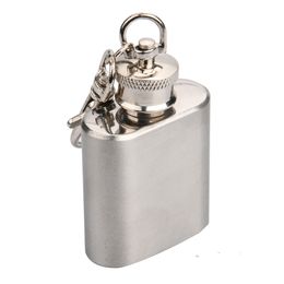 1oz stainless steel mini hip flask with keychain Portable party outdoor wine bottle with Key chains dh654