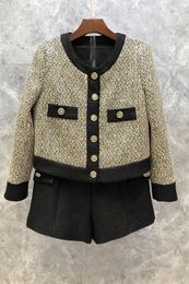 Western Korean Style Short Coat Shorts Two-Piece Womens Clothing Autumn European Goods New Temperament Slimming Suit 9L