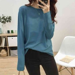 Cashmere Sweater Women's O-neck Wool Pullover Long Sleeve Slim Knitted Solid Color tops Ladies Bottoming 210922