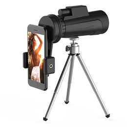 IPRee® 12X50 Monocular HD Full Optic BAK4 Telescope Lens Day Night Vision Waterproof +Phone Holder+Tripod - Black