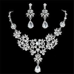 Women Fashion Jewelry Crystal Wedding Earrings Jewelry Pendant Necklace Bridal Jewelry Sets Accessories