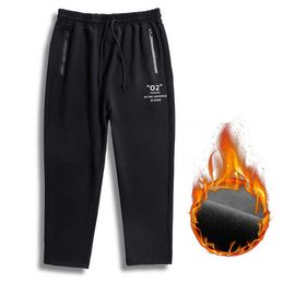 Men's Loose Sweatpants Velvet Winter Men High Waist Plus Size Plus Long Casual Pants Black Large Size Pants X0621
