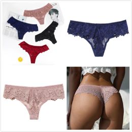 Women Sexy Lace Lingerie Temptation Lowwaist Panties Embroidery Thong Transparent Hollow out Underwear Female G String4622377