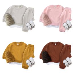 Autumn Long Sleeve Baby Clothing Sets Sweater Sweatpants 2Pcs/set Casual Suit Solid Colour Outfits Kids Tracksuit set M3882