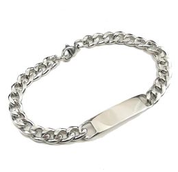 Lot 5pcs In Bulk 7mm 8.5 Inch NK Link Chain ID Bracelet Stainless Steel Bangle Jewellery Silver for Women Men Gifts