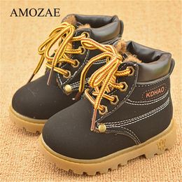 Autumn Winter Boys Girls Shoes Kids Keep Warm Boots Amozae Child Martin Boots Handmade Leather Boots Toddler Kids Shoes 210308