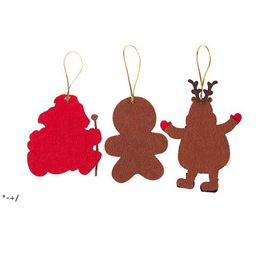 H8cm Christmas Tree Pendant Wool Felt Small Ornaments Pendants Decoration For Stocking Snowman Reindeer Santa Claus JJE10716