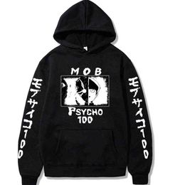 2021 Japanese Anime Mob Psycho 100 Hoodies Men Women Short Sleeve Sweatshirt Anime Manga Hoodies Tops Clothes H1227