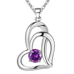 Pendant Necklaces Classic Charm Jewellery Silver Colour Heart-shaped Necklace With Zircon Beautiful Valentine's Day Gift Top Quality