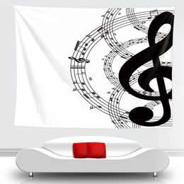 Novelty Art Musica Note Pattern Tapestry Hanging Wall Blankets Light-weight Polyester Fabric Wall Decor Home For Music Lover 210310