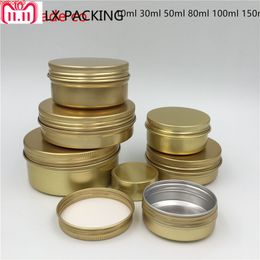 Free Shipping 30ml 50ml 80ml 100ml 150ml Empty Gold Aluminium Cosmetic Cream Bottles Jars Top Grade Candle Pack Containershigh qualtity