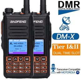 -Walkie Talkie 2PCS Baofeng DM-X DMR Tier II VFO Цифровой GPS Dual Band Plot 136-174 / 400-470 МГц Двухсторонняя радиостанция
