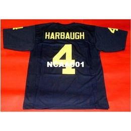 001 CUSTOM #4 JIM HARBAUGH CUSTOM MICHIGAN WOLVERINES College Jersey size s-4XL or custom any name or number jersey