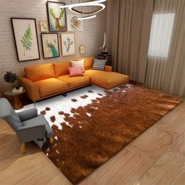 Carpets Antiskid For Living Room 200x300cm Luxury3d Cow Tiger Animal Fur Printed Kitchen Rug Non-Slip Bedroom Bedside Mats Tapis