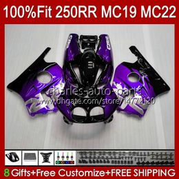 Body Kit Injection For HONDA MC19 CBR 250RR 250 RR CC 250R 88 89 Bodywork 112HC.227 CBR250RR 1988 1989 CBR250 RR CC 1988-1989 CBR 250CC 88-89 OEM Fairing dark purple blk