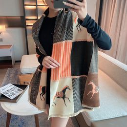 Scarf 2022 New double-sided oversized thickened elegant high-end cashmere shawl for women autumn and winter versatile