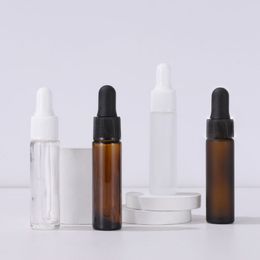 Thick Glass Dropper Bottles 10ml E Liquid Essential Oil Container 650Pcs/Lot with Black White Cap