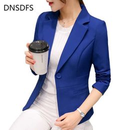 New 2021 Spring Autumn Women's Blazer Lady Fashion Casual Blazers Long Sleeve Office Slim Jackets Suit Solid Blue Coat Work Tops X0721