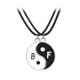 Tai Chi Couple Necklaces For Women Men Friend Yin Yang Paired Pendants Charms Braided Chain Couple Bracelet Necklace 1 Set