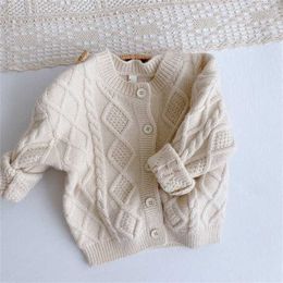 Spring Autumn Knitted Cardigan Sweater Korean Style Handsome Children Cardigan Sweater Casual Kids Wear Baby Boy Clothes Winter 211106