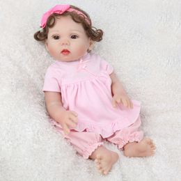 Realistic 18 Inche Soft Silicone Vinyl Reborn Baby Doll With Pink Skirt Girl Toy Foy Child Gift