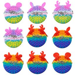 Bubble Fidget Toys Fashion Coin Wallet Handbag Macarons Colour Cartoon Deer Rabbit Finger Silicone Waist Random Mix Sent