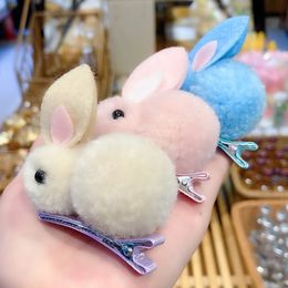 Cute Hair Ball Rabbit Hair Clip Children's Girl Barrettes Animal Hairpins Korea Simple Hair Accessories Headwear Barrette Stick Hairpin