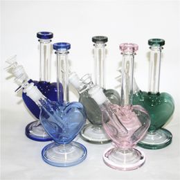 9 inch heart shape Glass beaker Bongs Water pipe Hookahs Dab Rigs Bubbler ashcatcher bong with glass bowl oil burner pipes smoking accessories