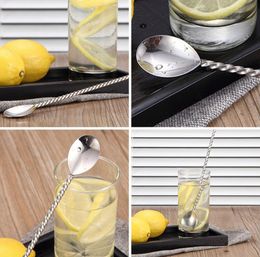 Stainless Steel Bars Spoons Mixing Spoon Long Handled Drink Mixer Spiral Pattern Bar Cocktail Shaker Spoon Bartender Wine Tools