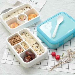 TUUTH Microwave Lunch Box Portable Multiple Grids Bento Box for School Student Kids Children Dinnerware Food Storage Container 210818