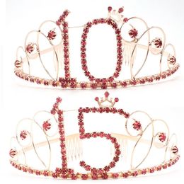 Hair Clips & Barrettes 3A Pink Diamond Birthday Crown Headdress Hoop10 15 20 Year Old Digital Girl Party Exquisite Gift Children's