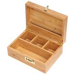 Password Lock Natural Bamboo Wood Dry Herb Tobacco Cigarette Smoking Stash Case Preroll Roller Rolling Cigar Removable Layered Grinder Storage Bong Container