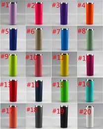 Stainless Steel Tumbler 20oz Double Wall Vacuum Skinny Tumbler with Powder Coat Paint Finish Insulated Hot Water Bottles wholesale Cups