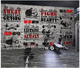 Custom photo wallpaper 3d gym murals wallpaper Modern gym yoga brick wall sports mural background wall papers home decoration