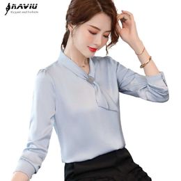 High End Shirt Women Tie Design Spring Temperament Formal Fashion Chiffon Blouses Office Ladies Casual Loose Work Tops 210604