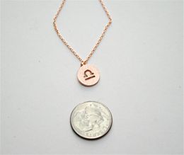 30PCS Rose Gold Zodiac 12 Constellation Chain Necklace Coin Aries Taurus Gemini Cancer Leo Virgo Libra Scorpio Sagittarius Capricorn Aquarius Pisces without Box